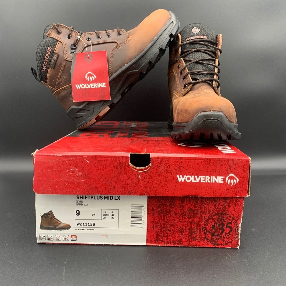 Wolverine ShiftPlus Mid LX Mens 9 EW Brown Waterproof Boots Safety Toe W211126